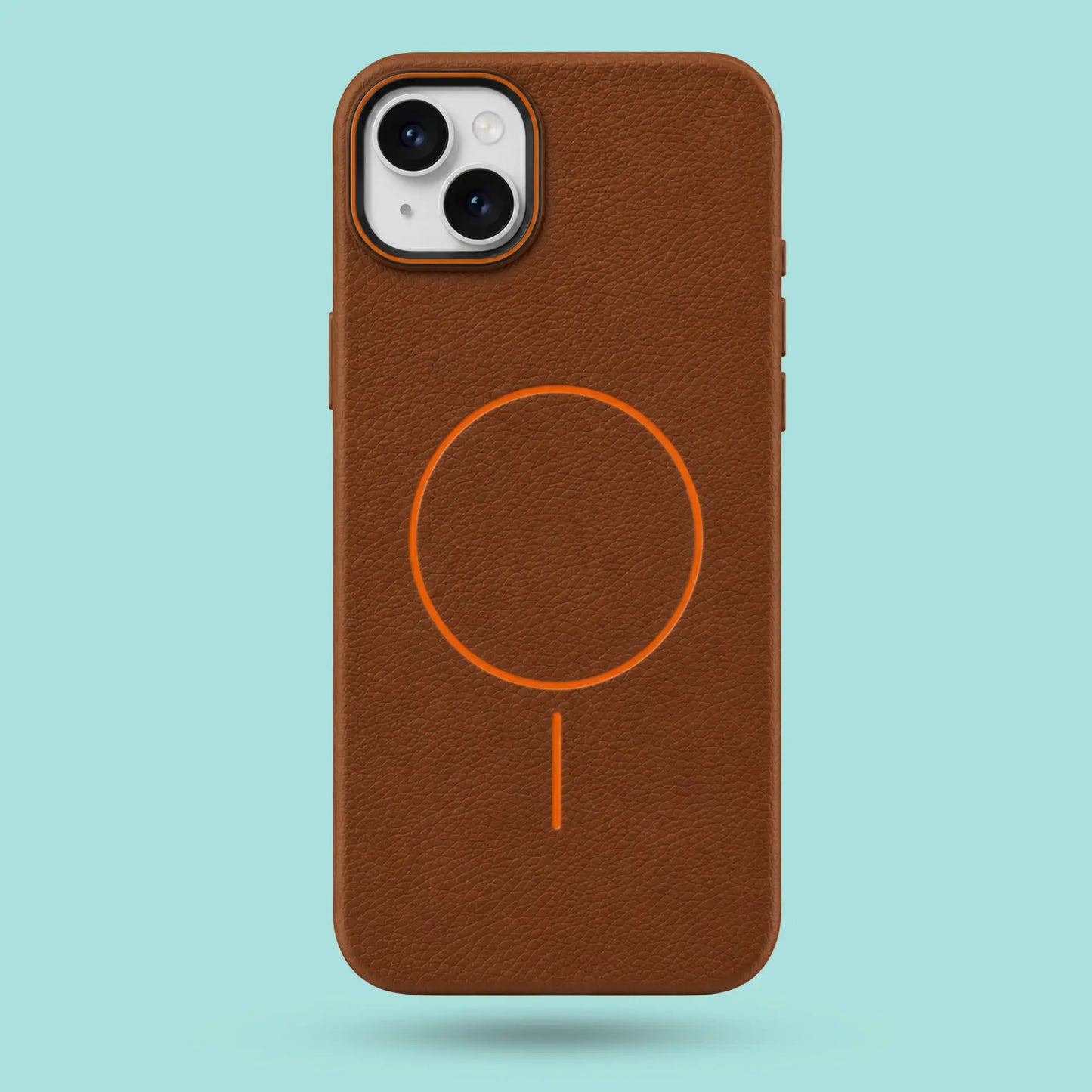 iPhone 15 Plus - Saddle Brown Premium Textured Faux Leather