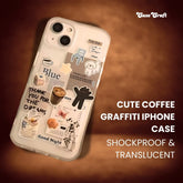 Cute Coffee Graffiti iPhone Case – Shockproof & Translucent