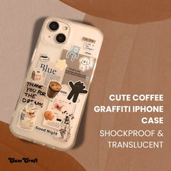 Cute Coffee Graffiti iPhone Case – Shockproof & Translucent