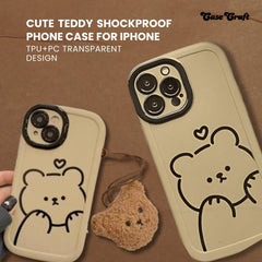 Cute Teddy Shockproof Phone Case for iPhone – TPU+PC Transparent Design