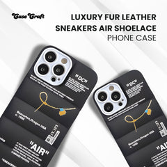 Luxury Fur Leather Sneakers Air Shoelace Phone Case