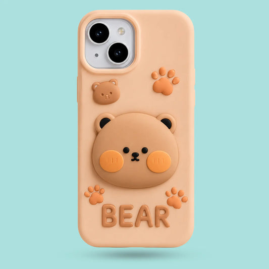 iPhone 13 - Cute 3D Bear Soft Silicone