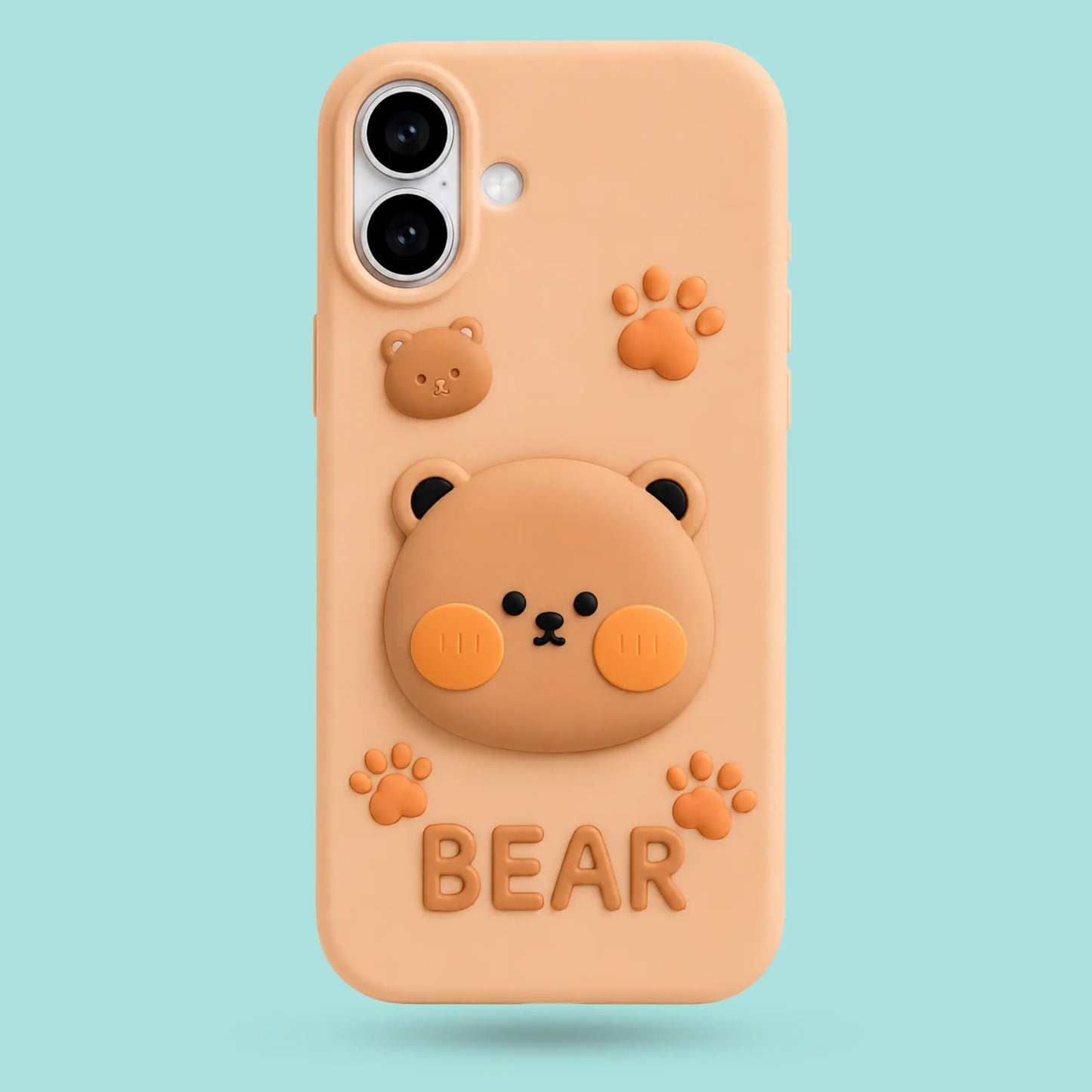 iPhone 16 - Cute 3D Bear Soft Silicone