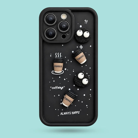 iPhone 16 Pro Max - 3D miniature coffee cups, cute cartoon