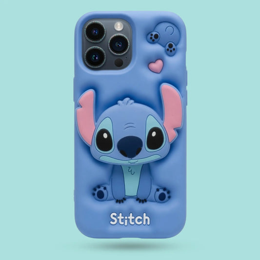iPhone 12 Pro Max - Cute Stitch 3D Cartoon Soft Silicone Case