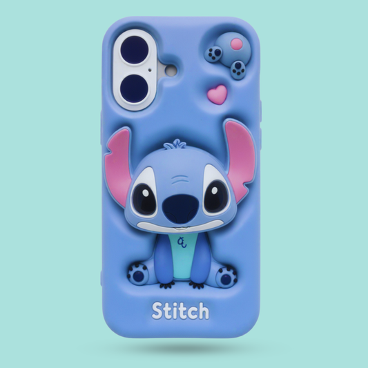 iPhone 16 - Cute Stitch 3D Cartoon Soft Silicone Case