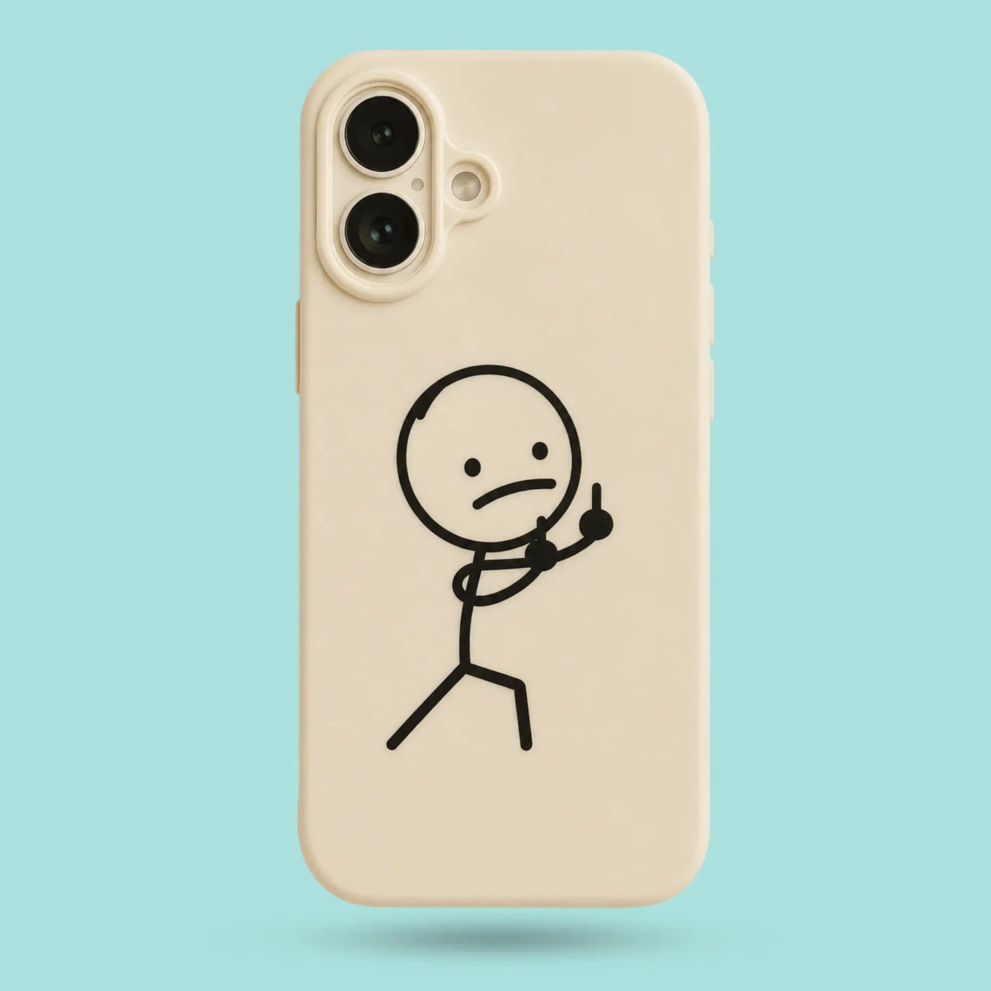 iPhone 16 - Funny Stick Figure Middle Finger Cream Case