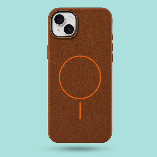 iPhone 15 Plus - Saddle Brown Premium Textured Faux Leather