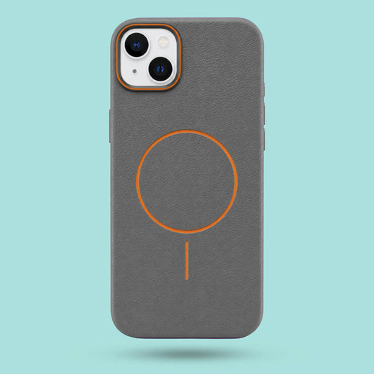iPhone 14 - Charcoal Gray Premium Textured Faux Leather