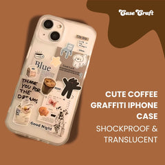 Cute Coffee Graffiti iPhone Case – Shockproof & Translucent