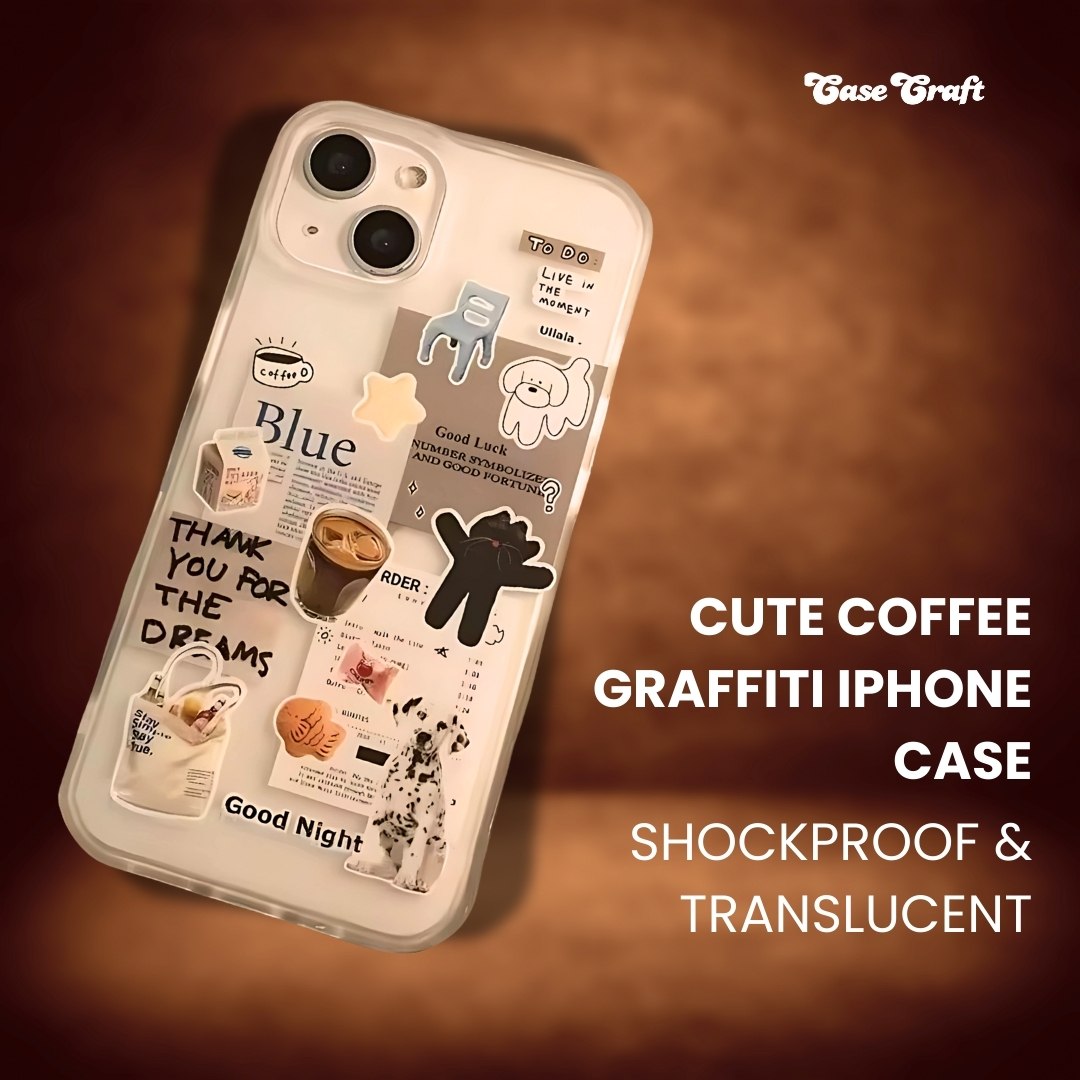 Cute Coffee Graffiti iPhone Case – Shockproof & Translucent