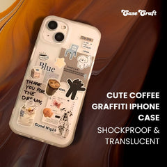 Cute Coffee Graffiti iPhone Case – Shockproof & Translucent