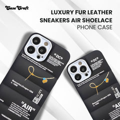 Luxury Fur Leather Sneakers Air Shoelace Phone Case