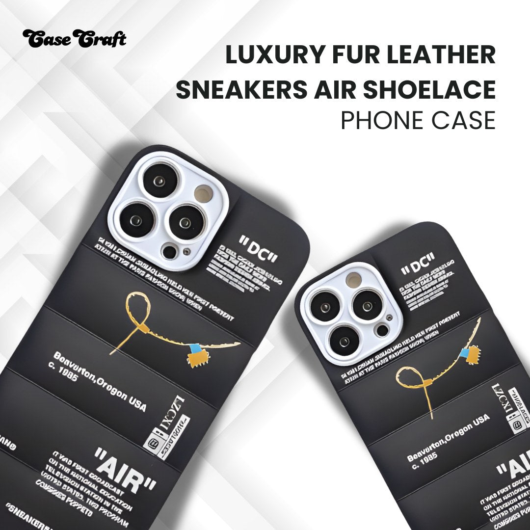Luxury Fur Leather Sneakers Air Shoelace Phone Case