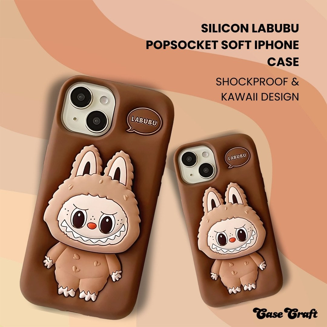 Silicon Labubu Popsocket Soft iPhone Case – Shockproof & Kawaii Design