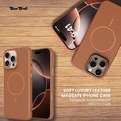 Soft Luxury Leather MagSafe iPhone Case – Premium Shockproof Protection